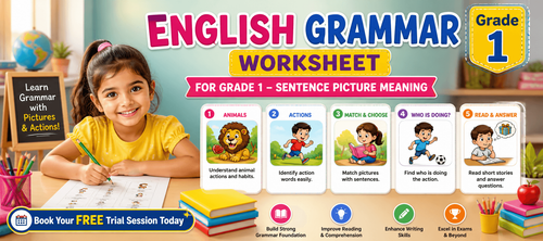 English Worksheet PDF for Class 1 Sentence Meaning Activities