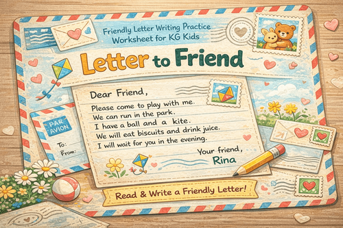 Friendly Letter Writing Practice Worksheet for KG Kids