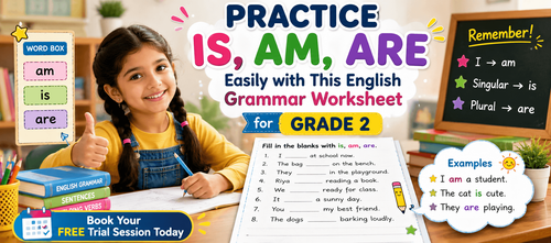 Fun Is, Am, Are Practice Worksheet for Grade 2 Students