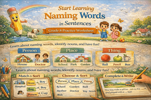 Fun KG Printable: Learn Naming Words (Nouns) for Beginners