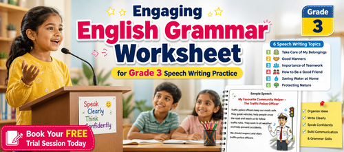 Fun Speech Writing Practice Worksheet for Grade 3 Kids
