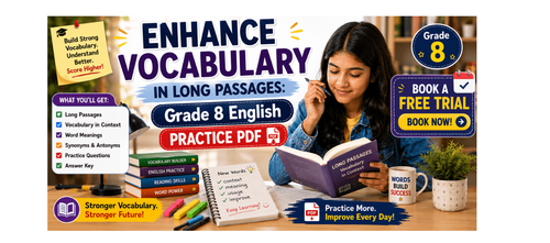 Enhance Vocabulary in Long Passages: Grade 8 English Practice PDF