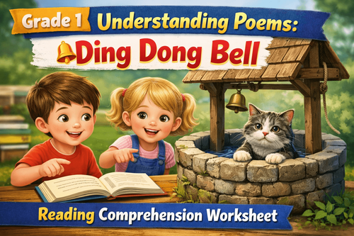 Grade 1 Ding Dong Bell Poem Worksheet – Exercises & PDF