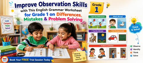 Grade 1 Kids Worksheet on Spotting Differences and Problem Solving