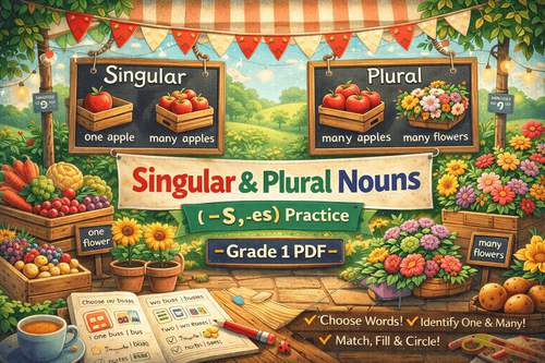 Grade 1 Singular & Plural Nouns Worksheet (-s, -es) [Free PDF]