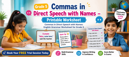 Grade 5 Commas in Direct Speech with Names – Printable Worksheet