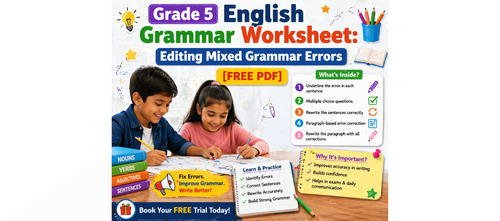 Grade 5 English Grammar Worksheet Editing Mixed Grammar Errors [Free PDF]