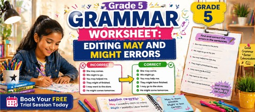 Grade 5 Grammar Worksheet: Editing May and Might Errors [Free PDF]
