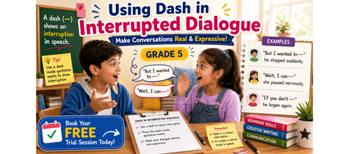 Grade 5 Grammar Worksheet Using Dash in Interrupted Dialogue