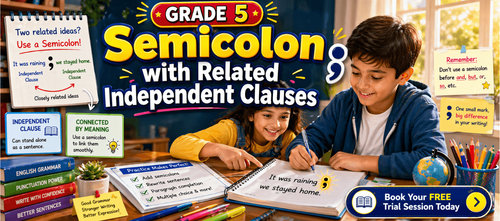 Grade 5 Semicolon with Related Independent Clauses