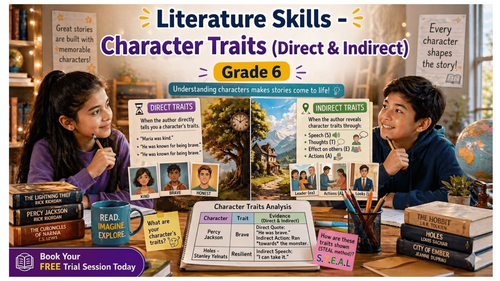 Grade 6 English Worksheet: Character Traits (Direct & Indirect)