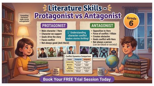 Grade 6 English Worksheet: Protagonist vs Antagonist [Examples]