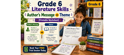Grade 6 Literature Skills - Author’s Message vs Theme [Printable Worksheet]