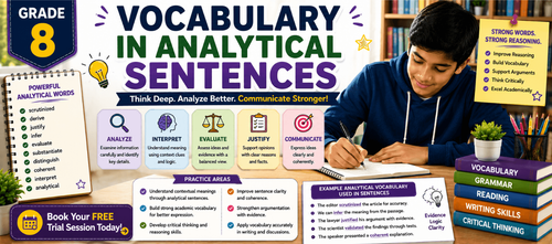 Grade 8 Analytical Vocabulary Sentences Practice PDF