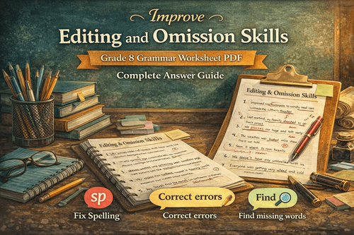 Grade 8 Grammar PDF: Editing and Omission Practice Exercises