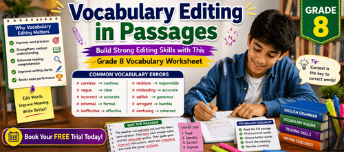 Grade 8 Vocabulary Editing Practice Worksheet