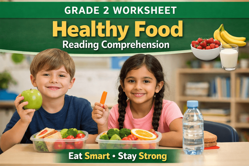 Healthy Food Printable Reading Worksheet for Grade 2 Learners