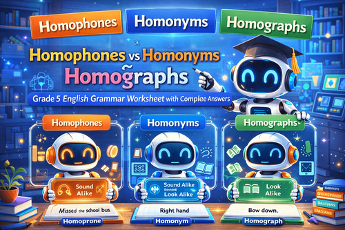 Homophones vs Homonyms vs Homographs – Grade 5 Grammar Practice