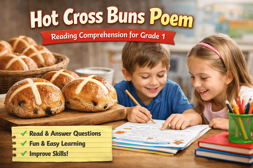 Hot Cross Buns Poem Practice Worksheet for Grade 1