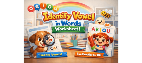 Identify Vowel in Words Worksheet for KG Students