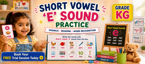 Interactive Short Vowel E Worksheet with Matching Exercises