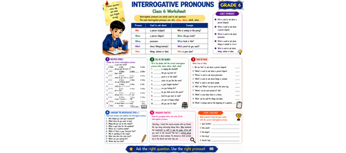 Interrogative Pronouns: Printable Grammar Exercises for Grade 6