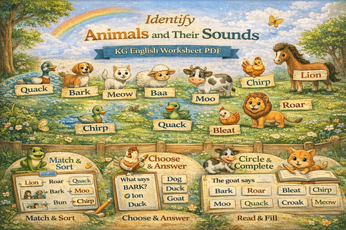 KG English Activity: Match Animals with Their Sounds PDF
