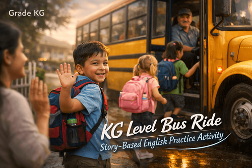 KG Level Bus Ride Story-Based English Practice Activity
