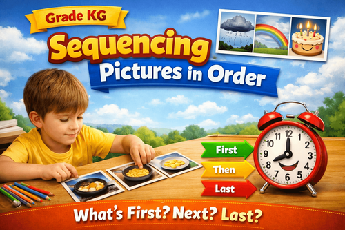 Learn Picture Sequencing for KG – English Practice Worksheet PDF