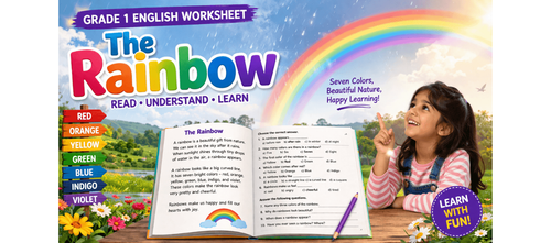 Learn Rainbow Colors – Class 1 Reading Worksheet [Free]