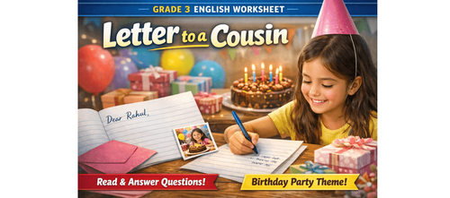 Letter to a Cousin – Class 3 Worksheet PDF