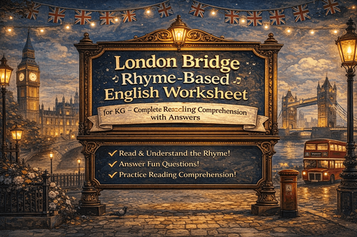 London Bridge Rhyme-Based English Worksheet for KG