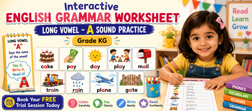 Long Vowel A Sound Practice Exercises for Grade 1