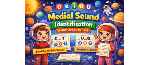 Medial Sound Identification Worksheet for Kids KG