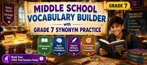 Middle School Vocabulary Builder with Grade 7 Synonym Practice