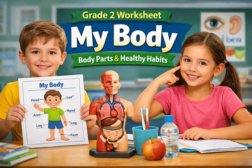 My Body Printable Reading Worksheet for Grade 2 Students