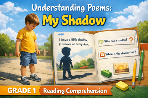 My Shadow Poem Questions Worksheet for Class 1 – Practice Set