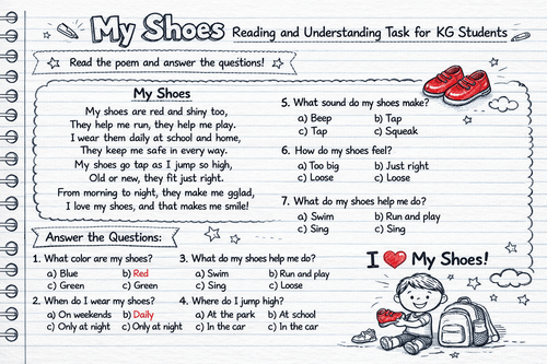 My Shoes Reading and Understanding Task for KG Students