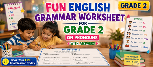 One-Word Pronouns Worksheet for Grade 2 Kids with Answers