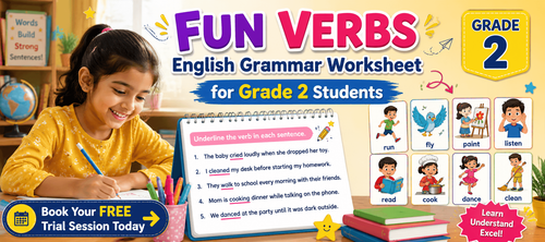 Printable Action Words Worksheet for Class 2 Learners