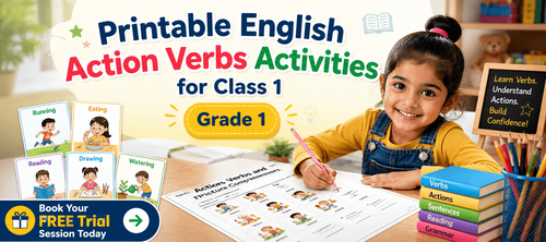 Printable English Action Verbs Activities for Class 1