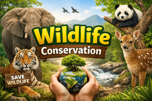 Printable English Worksheet on Wildlife Conservation for Class 3