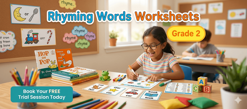 Printable Grade 2 Rhyming Words Worksheet with Examples