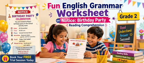 Printable Reading Passage for Class 2: Birthday Notice