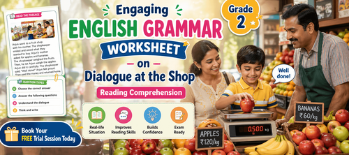 Printable Reading Worksheet for Class 2: Dialogue at Shop