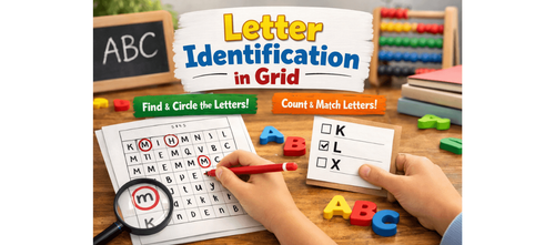 Printable Worksheet for KG Letter Identification in Grid