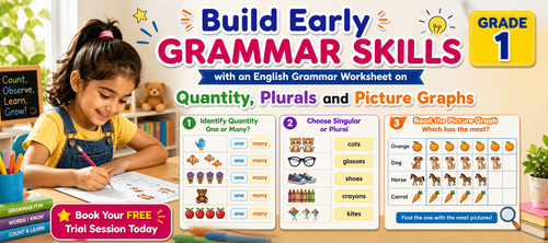 Quantity and Plurals Worksheet for Grade 1 Kids