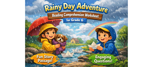 Rainy Day Adventure Writing Prompt Worksheet for Grade 6