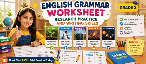 Research Writing Skills Worksheet – Class 3 Kids