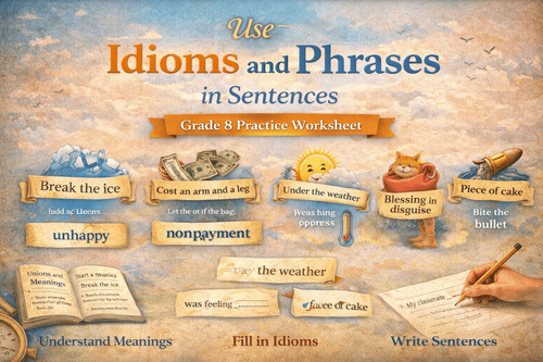 Sentence Practice Using Idioms and Phrases – Grade 8 Sheet